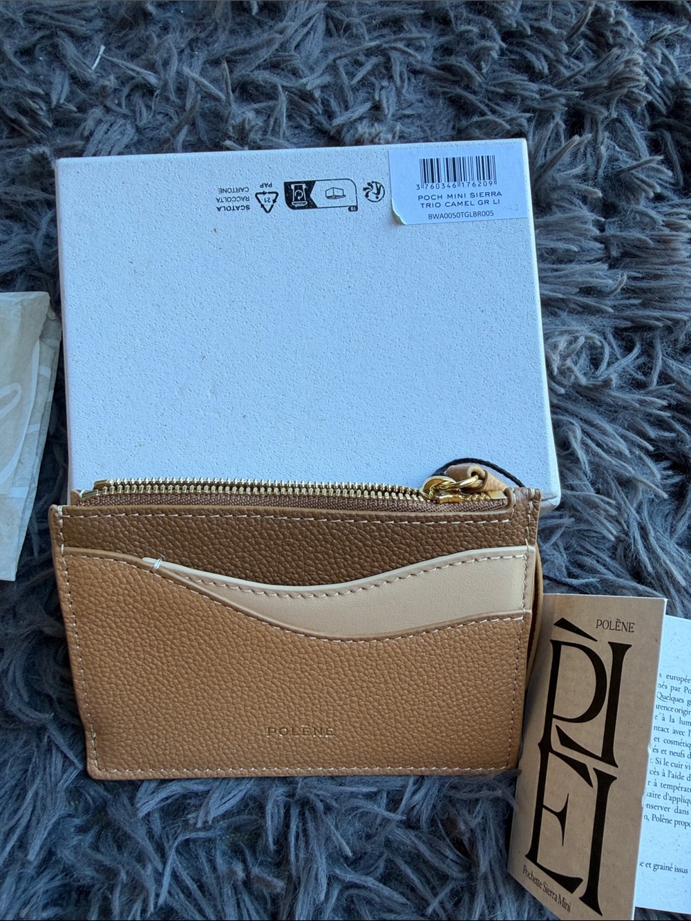 Polene Tan and Cream Leather Zip Card Holder - Picture 5 of 7
